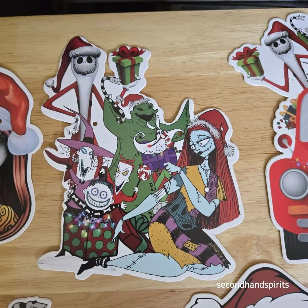 Nightmare Before Christmas DIY Banner Kit - Holiday Cardstock Cutouts & Raffia